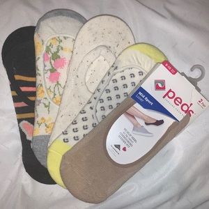 Peds no show socks 5 pairs various patterns